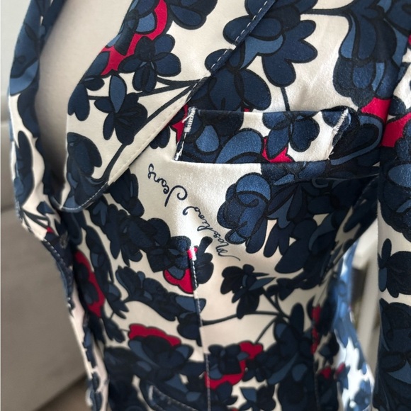 Floral Women's Blazer - Blue and dark pink‎ - Picture 2 of 14
